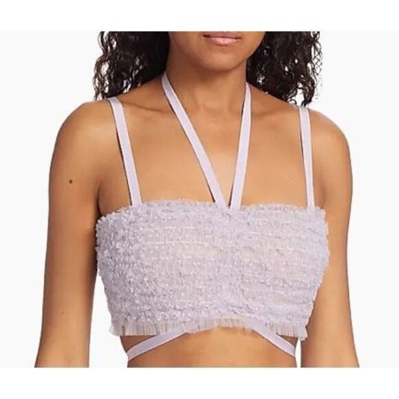 Jason Wu Collection Gathered Mesh Bra Top in Iris NWT Size 6 - Picture 2 of 10